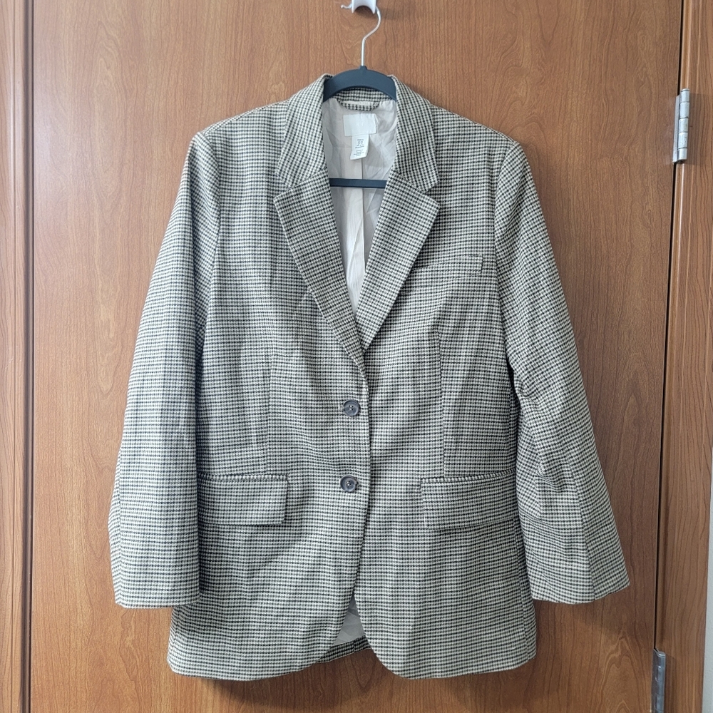 H&M Neutral Patterned Oversized Blazer Size XS